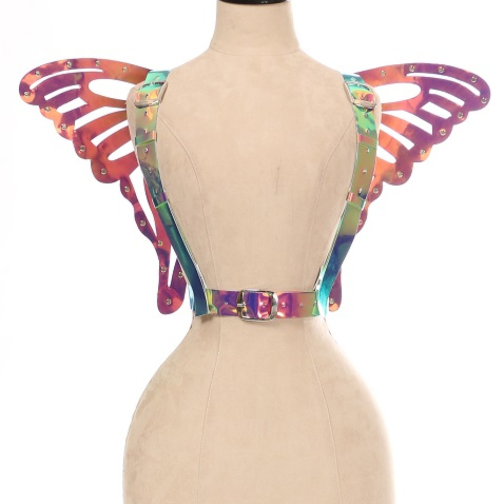 Daisy Corsets Rainbow Holo Body Harness w/wings - Picture 4 of 4